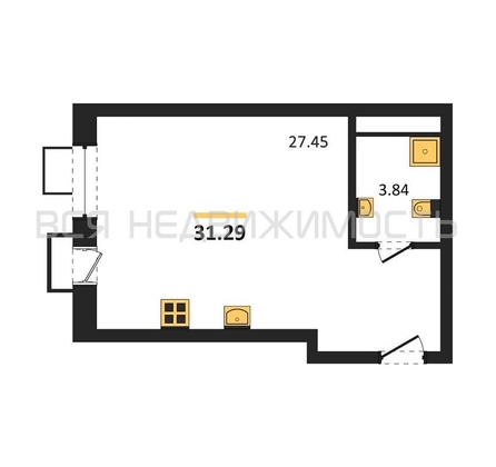квартира-студия, 31,29кв.м. - изображение