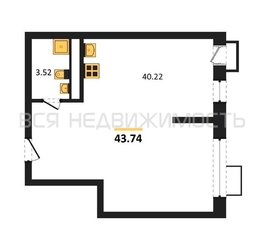 квартира-студия, 43,74кв.м. - изображение 1