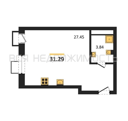 квартира-студия, 31,29кв.м. - изображение