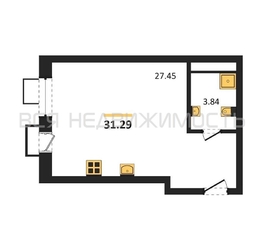 квартира-студия, 31,29кв.м. квартира-студия, 31,29кв.м. - изображение 1