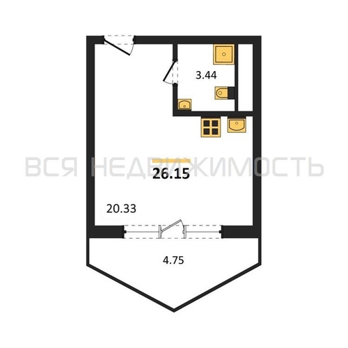 квартира-студия, 26,15кв.м. - изображение 0