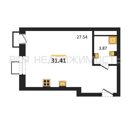 квартира-студия, 31,41кв.м. - изображение