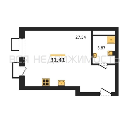 квартира-студия, 31,41кв.м. - изображение