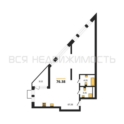 квартира-студия, 76,38кв.м. - изображение