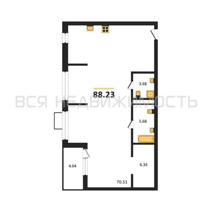 квартира-студия, 88,23кв.м. - изображение
