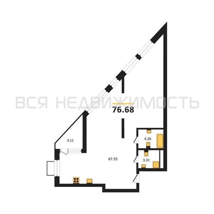 квартира-студия, 76,68кв.м. - изображение