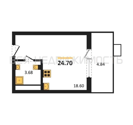 квартира-студия, 24,7кв.м. - изображение