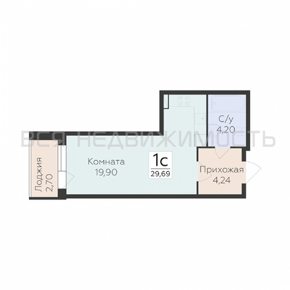 квартира-студия, 29,69кв.м. - изображение