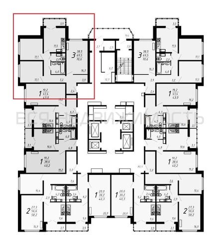 3-комнатная квартира, 70.6кв.м - изображение 1