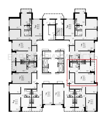 1-комнатная квартира, 40.2кв.м - изображение 1