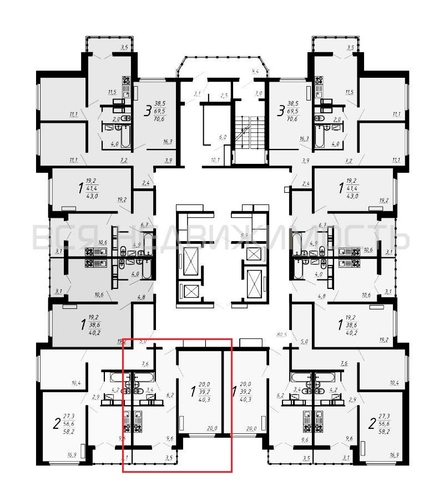 1-комнатная квартира, 39.4кв.м - изображение 1