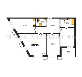 3-комнатная квартира, 88.9кв.м - изображение 1