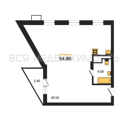 квартира-студия, 54,9кв.м. - изображение