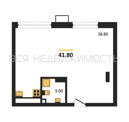 квартира-студия, 41,8кв.м. - изображение