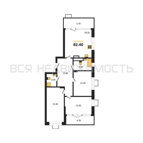 3-комнатная квартира, 82.4кв.м - изображение 0