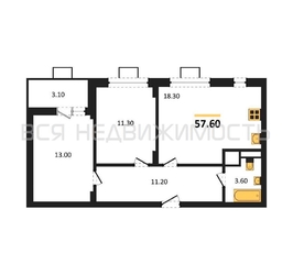 2-комнатная квартира, 57.6кв.м - изображение 1