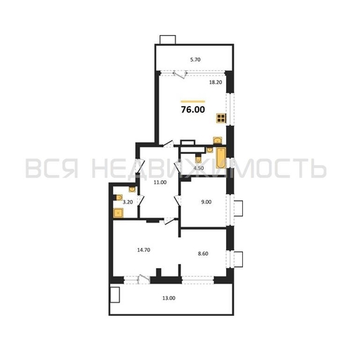 3-комнатная квартира, 76кв.м - изображение 0