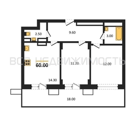 2-комнатная квартира, 60кв.м - изображение 1