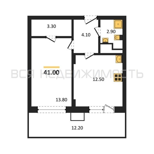 1-комнатная квартира, 41кв.м - изображение 0