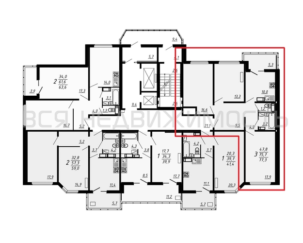 3-комнатная квартира, 77.3кв.м - изображение 1