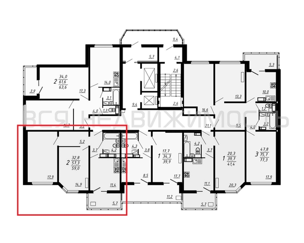 2-комнатная квартира, 59.9кв.м - изображение 1