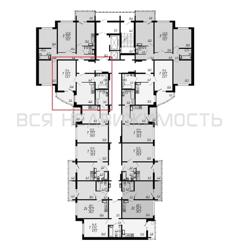 1-комнатная квартира, 43.1кв.м - изображение 1