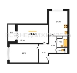 2-комнатная квартира, 63.6кв.м - изображение 1