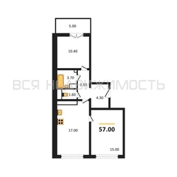 2-комнатная квартира, 57кв.м 2-комнатная квартира, 57кв.м - изображение 1