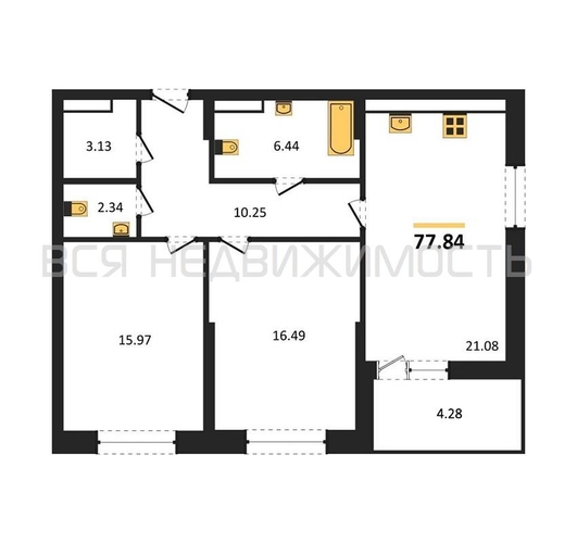 2-комнатная квартира, 77.84кв.м - изображение 0
