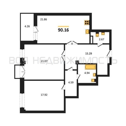 2-комнатная квартира, 90.16кв.м - изображение 0