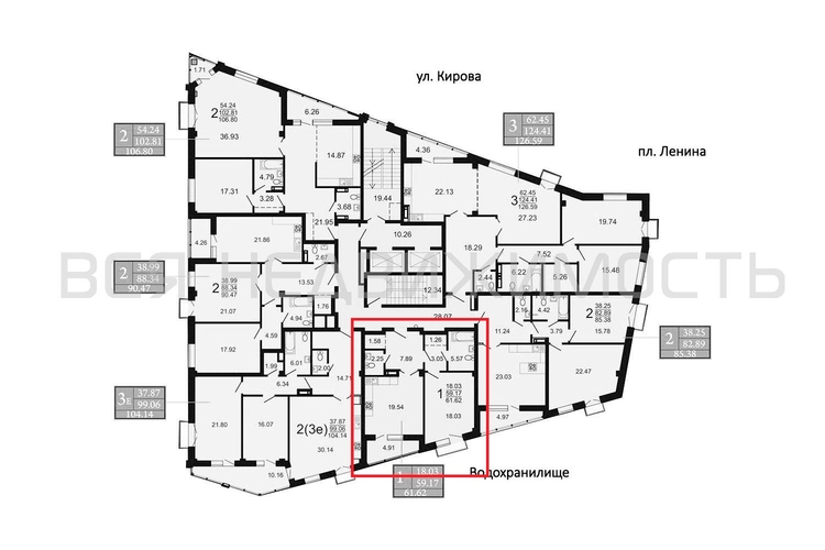 1-комнатная квартира, 61.88кв.м - изображение 1