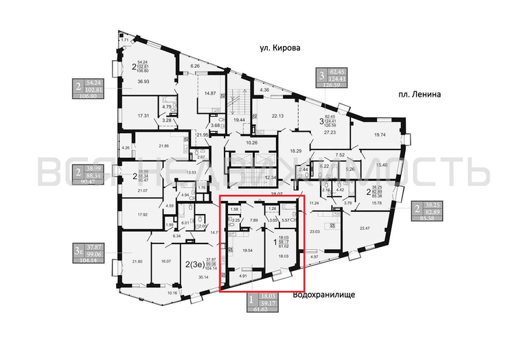 1-комнатная квартира, 61.88кв.м - изображение 1