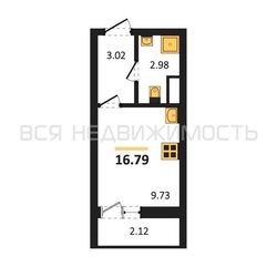 квартира-студия, 16,79кв.м. квартира-студия, 16,79кв.м. - изображение 1