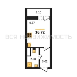 квартира-студия, 16,72кв.м. квартира-студия, 16,72кв.м. - изображение 1