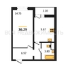 1-комнатная квартира, 36.29кв.м - изображение 1