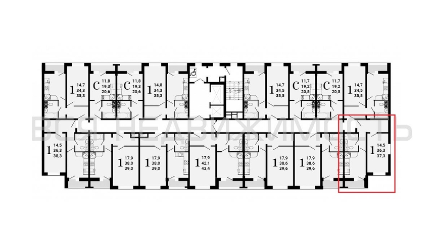1-комнатная квартира, 37.3кв.м - изображение 1