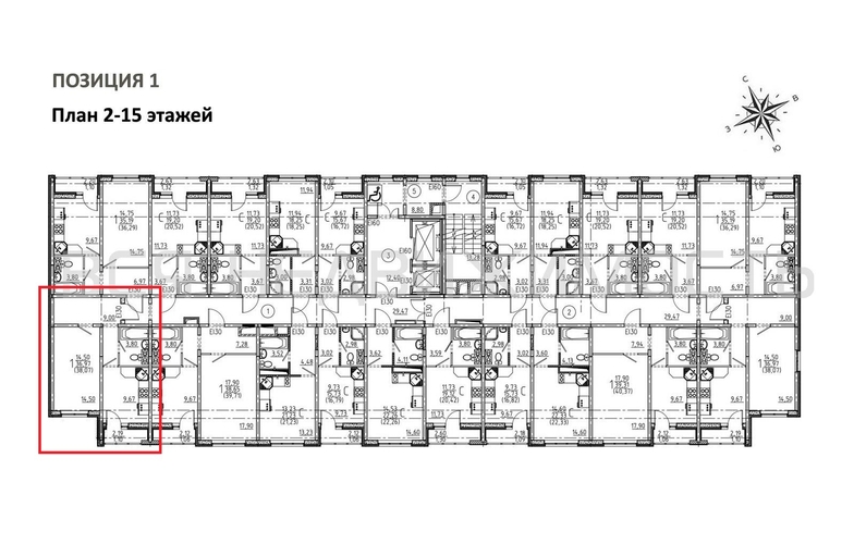 1-комнатная квартира, 38.07кв.м - изображение 1