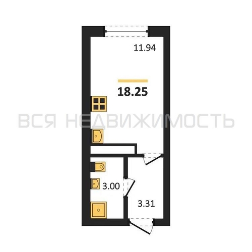 квартира-студия, 18,25кв.м. - изображение 0
