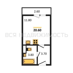 квартира-студия, 20,6кв.м. квартира-студия, 20,6кв.м. - изображение 1