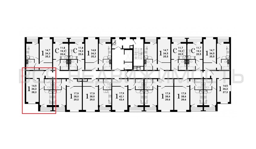 1-комнатная квартира, 38.3кв.м - изображение 1
