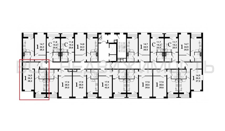 1-комнатная квартира, 38.3кв.м - изображение 1