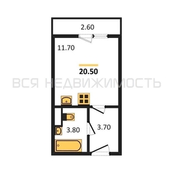 квартира-студия, 20,5кв.м. квартира-студия, 20,5кв.м. - изображение 1