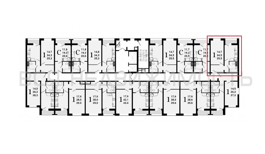 1-комнатная квартира, 35.5кв.м - изображение 1