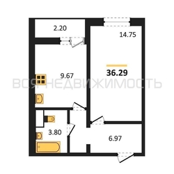 1-комнатная квартира, 36.29кв.м - изображение 1
