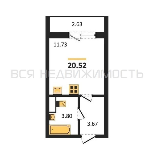 квартира-студия, 20,52кв.м. - изображение 0
