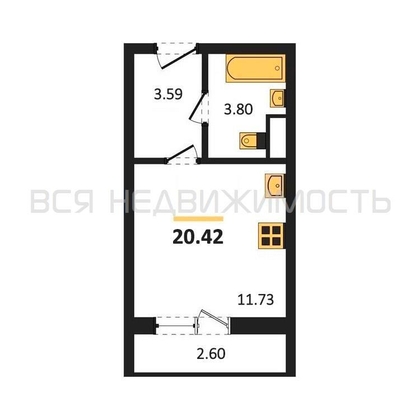 квартира-студия, 20,42кв.м. - изображение