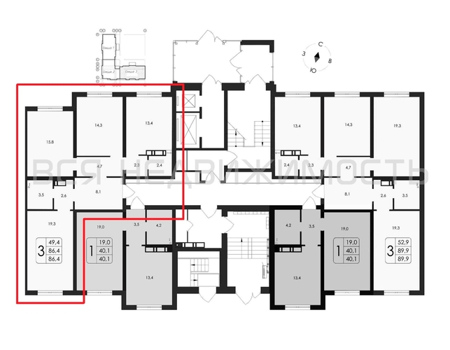3-комнатная квартира, 86.4кв.м - изображение 1