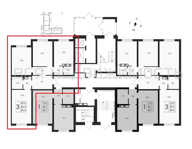 3-комнатная квартира, 86.4кв.м - изображение 1