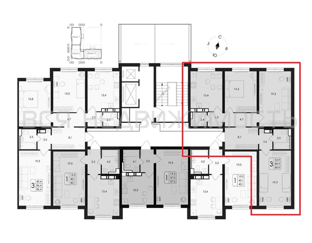 3-комнатная квартира, 89.9кв.м - изображение 1