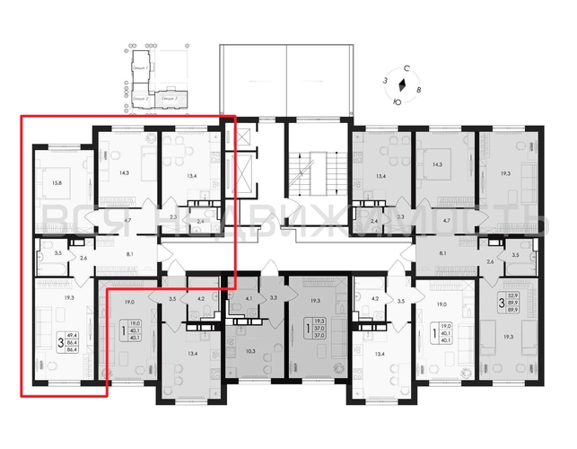 3-комнатная квартира, 86.4кв.м - изображение 1